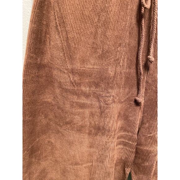 Vintage Womens Track Pants Small Brown Terry Velour Flare Leg Drawstring Y2K - Picture 2 of 10